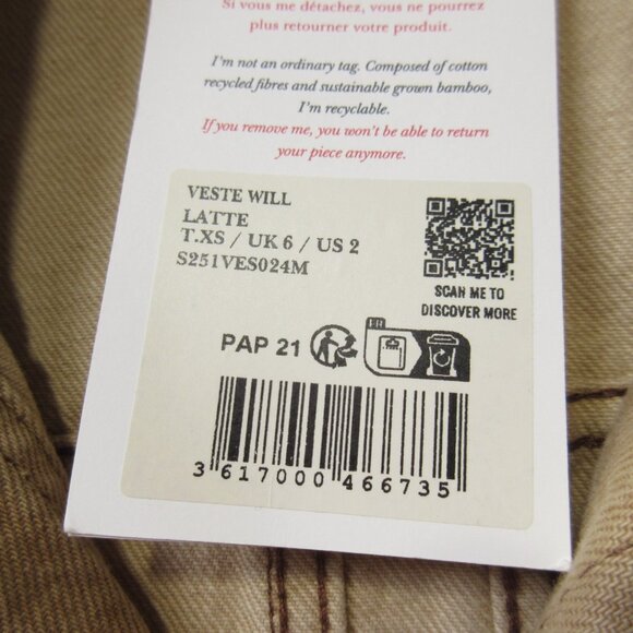 NWT Sezane Will in Latte Oversized Button Down Denim Chore Jacket XS - Picture 8 of 10